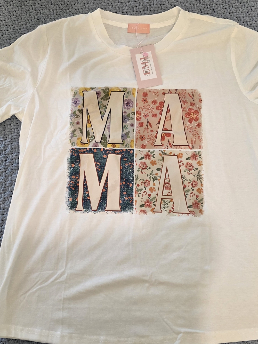 MAMA Floral Graphic Tee - White